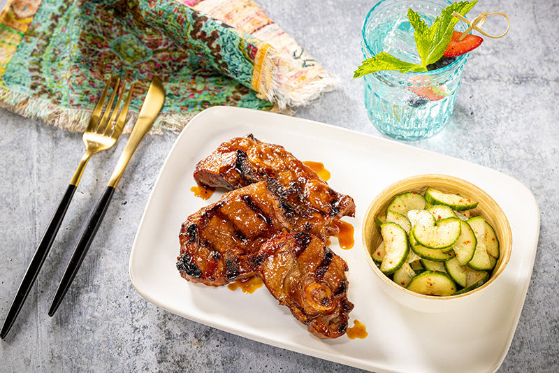 Filipino BBQ Lamb with Cucumber Kimchi