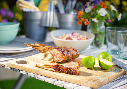 Applewood-Smoked Rack of Lamb with Chipotle Slaw