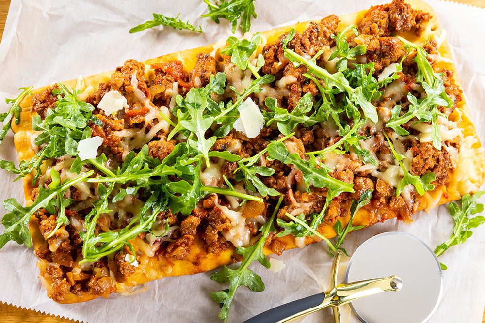 Lamb Flatbread with Arugula