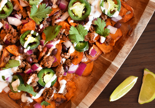 Spicy Beef and Sweet Potato Nachos